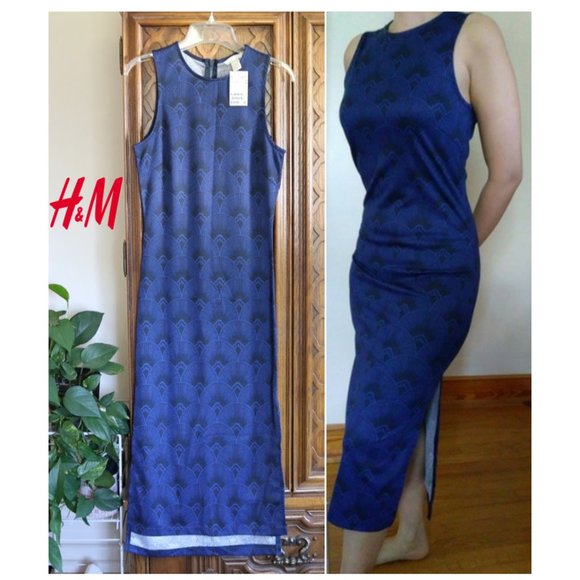 H&M Sleeveless Side Slit Boho Sheath Dress - NWT! Size S - Picture 11 of 15